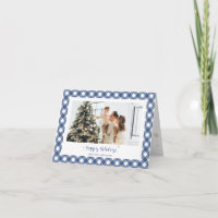 Modern Blue Plaid Calligraphy Photo