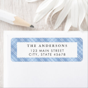 Modern Blue Plaid Return Address