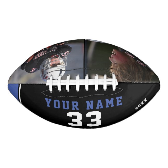 Modern Blue Player Name Number 2 Photo Collage American Football (Front)