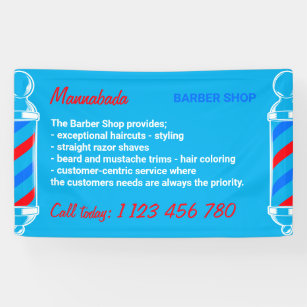 Modern Blue Pole Supply Service Barber Shop Banner