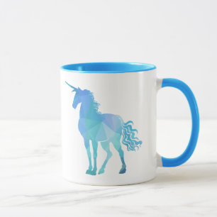 Modern Blue Polygon Unicorn Mug
