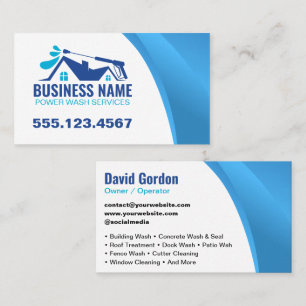 Modern Blue Power Wash House Cleaning Business Card