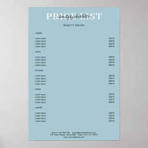 Modern Blue Price List Poster
