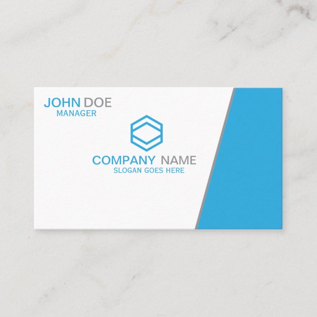 Modern Blue Professional Custom Logo  Business Card (Front)
