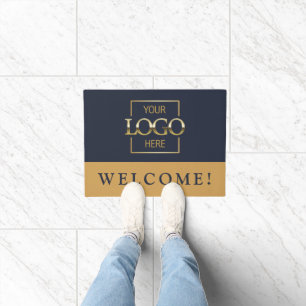 Modern Blue Promotional Business Logo Door Mat