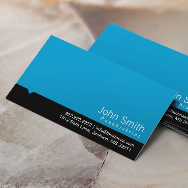 Modern Blue Psychiatrist Business Card (Creator Uploaded)