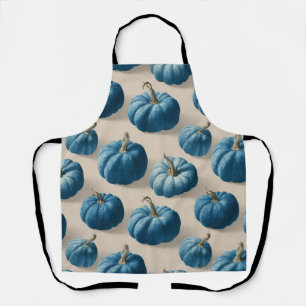 Modern Blue Pumpkin Fall Design Apron