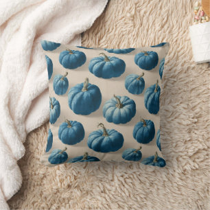 Modern Blue Pumpkin Fall Design Cushion