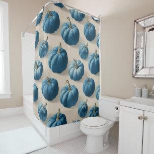 Modern Blue Pumpkin Fall Design Shower Curtain