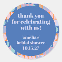 Modern Blue Purple Custom Bridal Shower Thank You