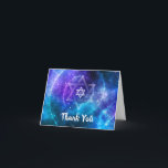 Modern Blue Purple Galaxy Bat Bar Mitzvah Folded Thank You Card<br><div class="desc">Create your own cool bat bar mitzvah thank you cards on a unique, blue and purple galaxy themed DIY template. This universe design features watercolor nebula art by Raphaela Wilson in a dark night sky aglow with stars. The Jewish Star of David and space spiral are optional, and you can...</div>