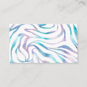 Modern Blue Purple Glitter Glam Zebra Print Business Card
