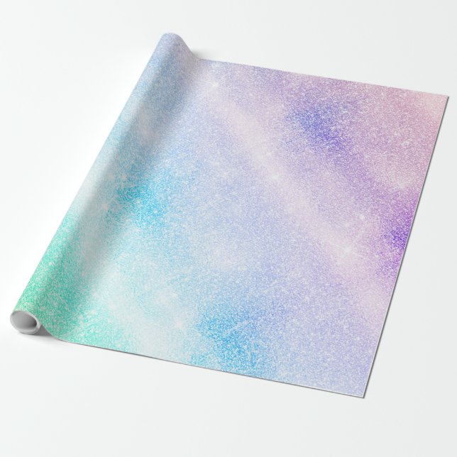 Modern Blue Purple Glitter Ombre Glam Design Wrapping Paper (Unrolled)