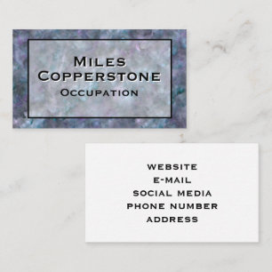 Modern blue purple grey granite marble stone  business card