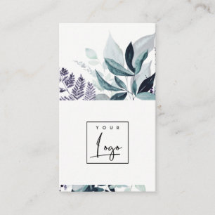 Modern Blue Purple Leafy Tropical Fauna Fern Logo Business Card