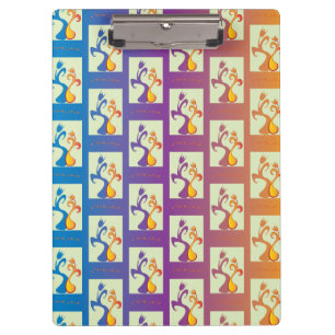 Modern Blue, purple, orange Tulip Couple Floral Clipboard