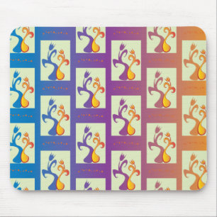 Modern Blue, purple, orange Tulip Couple Floral Mouse Mat