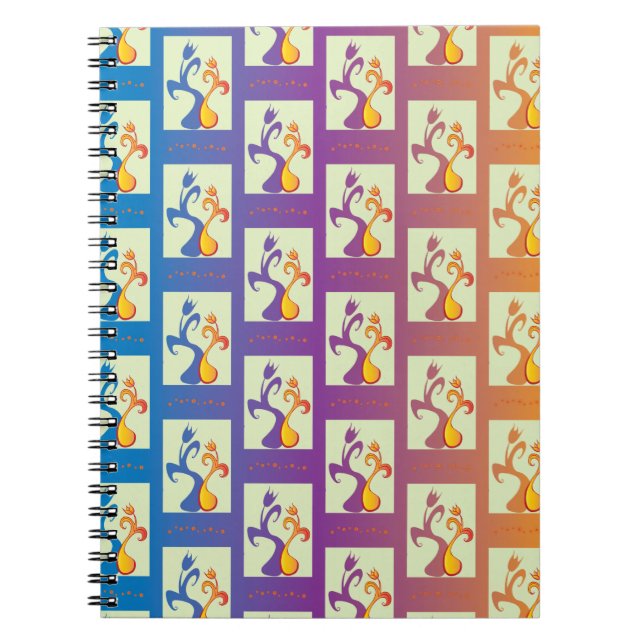 Modern Blue, purple, orange Tulip Couple Floral Notebook (Front)