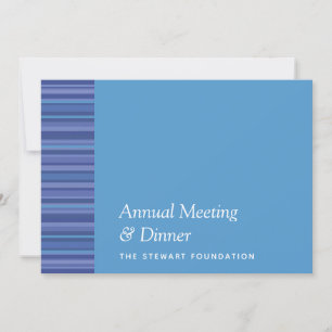 Modern Blue Purple Stripe Aqua Business Dinner Invitation