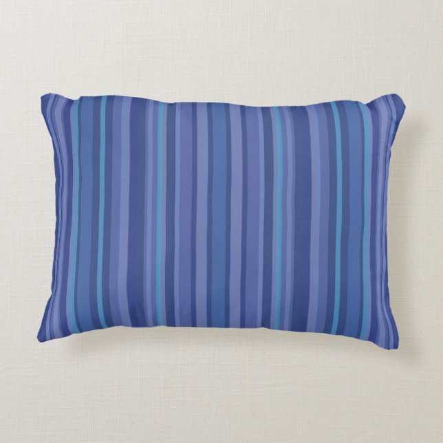Modern Blue Purple Stripe Decorative Cushion (Back)