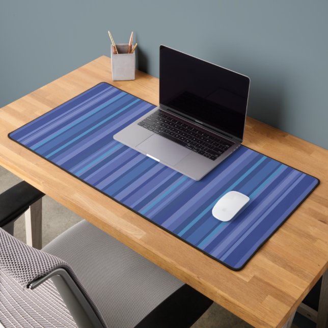 Modern Blue Purple Stripe Desk Mat (Office 2)