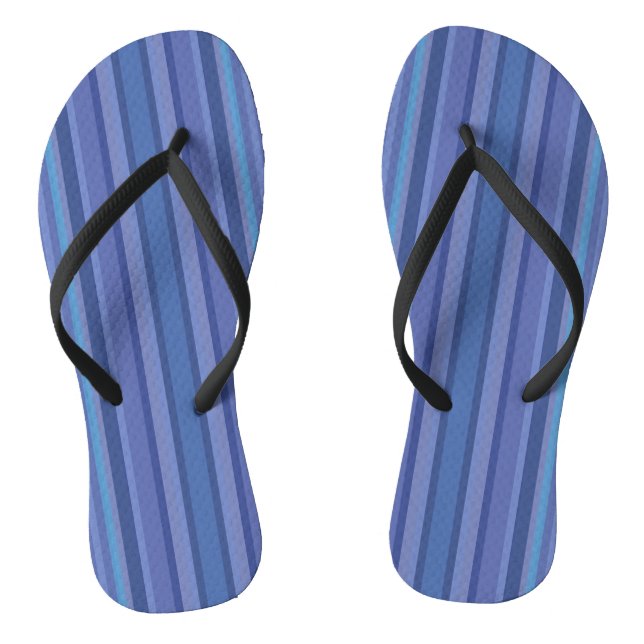 Modern Blue Purple Stripe Flip Flops (Footbed)