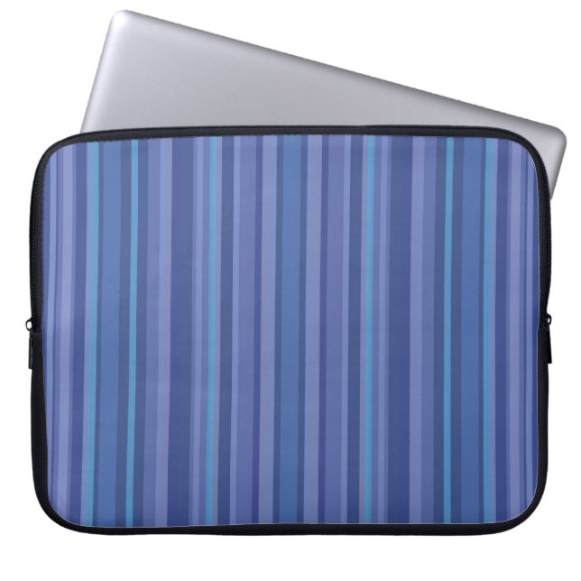 Modern Blue Purple Stripe Laptop Sleeve (Front)