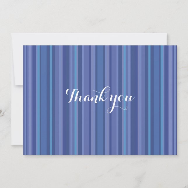 Modern Blue Purple Stripe Thank You Note Card (Front)