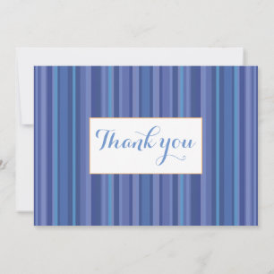 Modern Blue Purple Striped Thank You Note Card