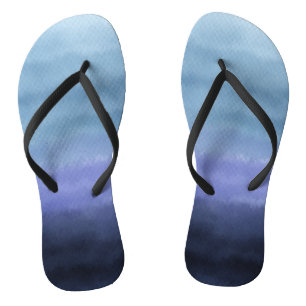 Modern Blue Purple Watercolor Flip Flops
