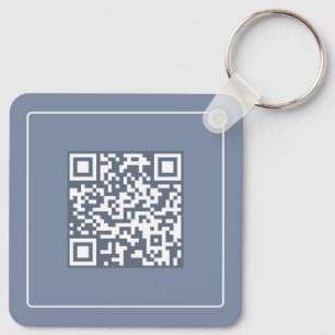 Modern Blue QR Code Business Promotional Key Ring