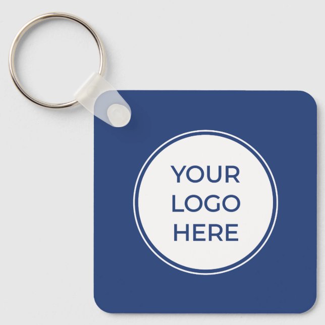 Modern Blue QR Code Logo Keychain (Front)