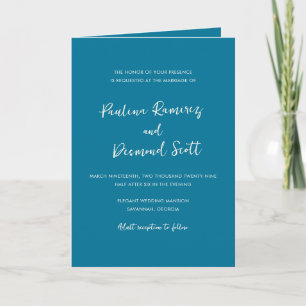Modern Blue QR Code Simple Wedding Invitation