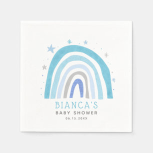 Modern Blue Rainbow Boy Baby Shower Napkin