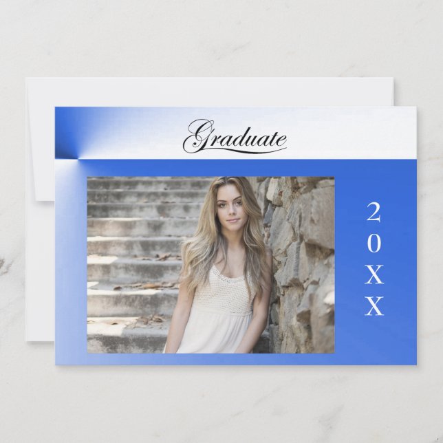 Modern Blue-ray graduation invitation with Photo (Front)
