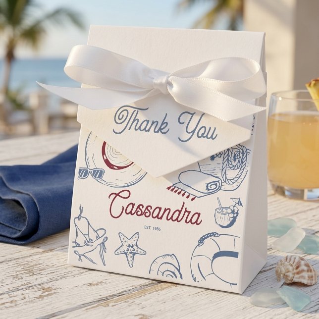 Modern Blue & Red Beach Summer Birthday Favour Box (Creator Uploaded)