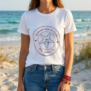 Modern Blue & Red Beach Summer Birthday Tri-Blend Shirt