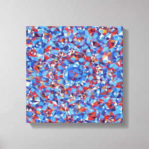 Modern Blue Red Fractal Abstract Geometric Canvas Print