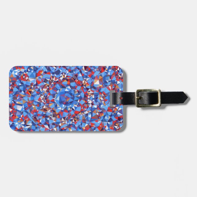 Modern Blue Red Fractal Abstract Geometric Luggage Tag (Front Horizontal)