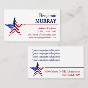 Modern Blue & Red Political Campaign   Business Card