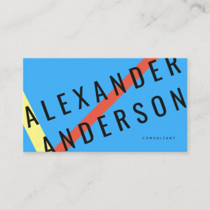 Modern Blue, Red & Yellow Lines Business Card