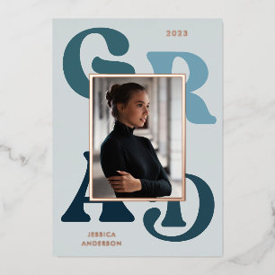 Modern Blue Retro Typography Photo 2022 Graduation