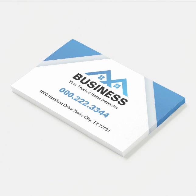 Modern Blue Roof House Logo Real Estate Post-it Notes (Angled)