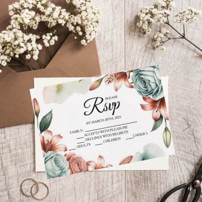 Modern Blue Rose Designer RSVP Cards (Creator Uploaded)