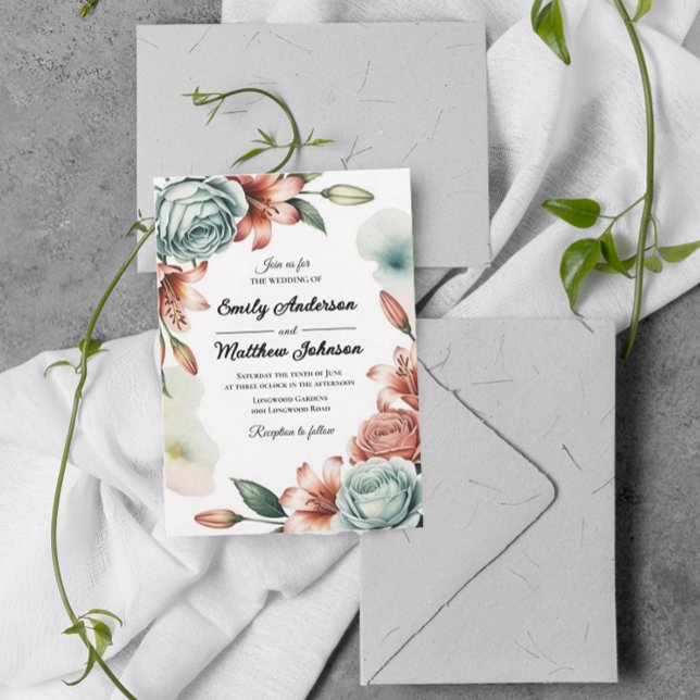 Modern Blue Rose Designer Wedding Invitation (Creator Uploaded)