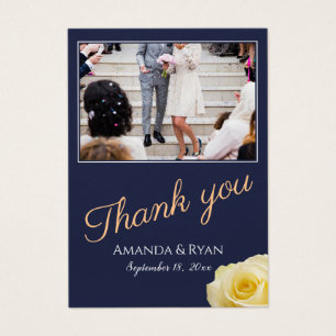 Modern Blue Rose Floral Photo Wedding Favor Tag