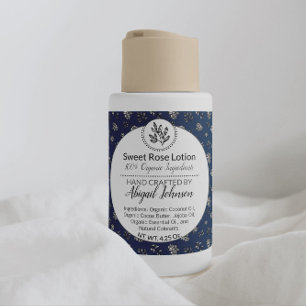 Modern Blue Rose & Leaves Bath & Body / Candle Square Sticker