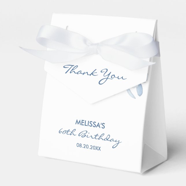 Modern Blue Roses Floral Greenery Birthday  Favour Box (Front Side)