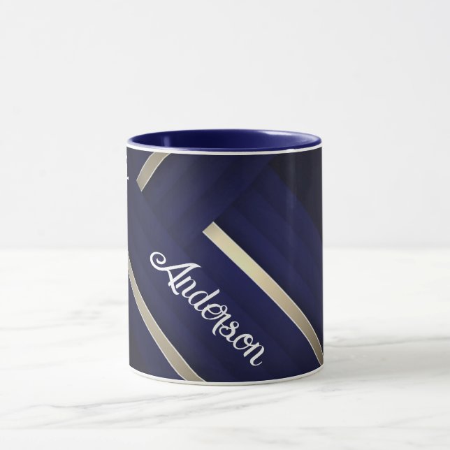 Modern Blue Royal Caribbean Cruise White Text Mug (Center)