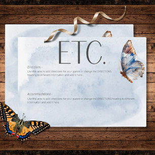 Modern Blue & Rust Watercolor Butterflies Details Enclosure Card